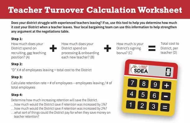 Image of the Teacher Turnover Calculator tool that can be downloaded as a pdf.