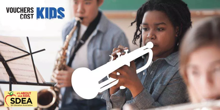 boy playing a missing trumpet