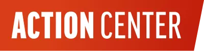 "Action Center" in white text, all caps against a red background